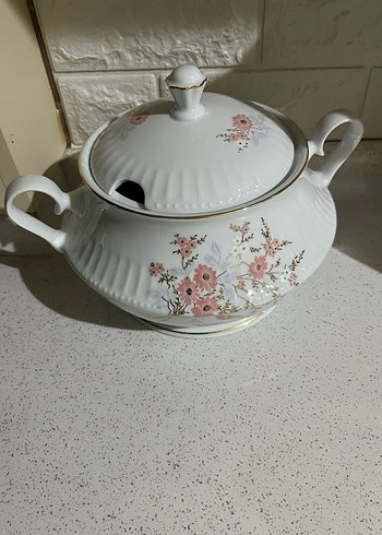 Güral Porselen Beyaz çiçekli corba tenceresi - Görsel 3