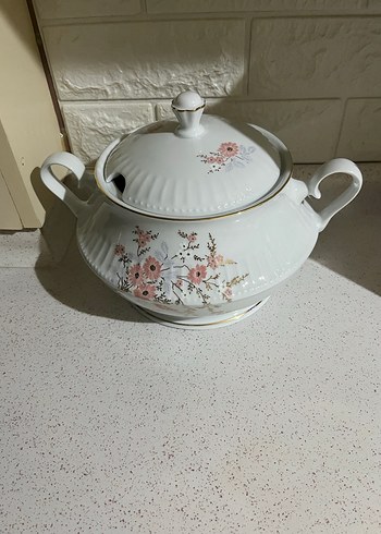 Güral Porselen Beyaz çiçekli corba tenceresi - Görsel 4