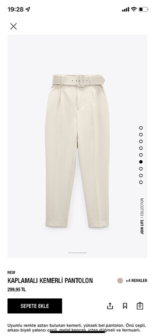zara kemerli pantolon