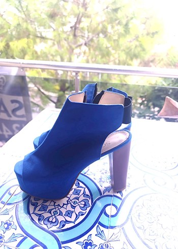 Kadın  Mavi Denim Platform Topuklu Ayakkabı - Görsel 2