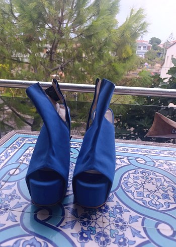 Kadın  Mavi Denim Platform Topuklu Ayakkabı - Görsel 5
