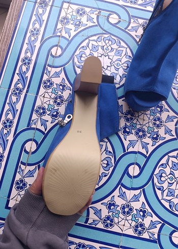 Kadın  Mavi Denim Platform Topuklu Ayakkabı - Görsel 6