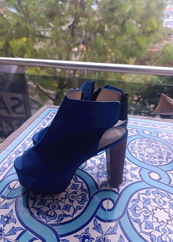 Kadın  Mavi Denim Platform Topuklu Ayakkabı - Görsel 4