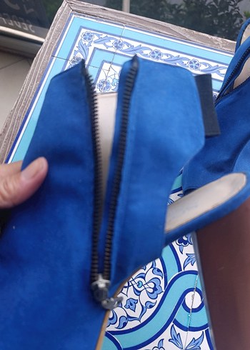 Kadın  Mavi Denim Platform Topuklu Ayakkabı - Görsel 3