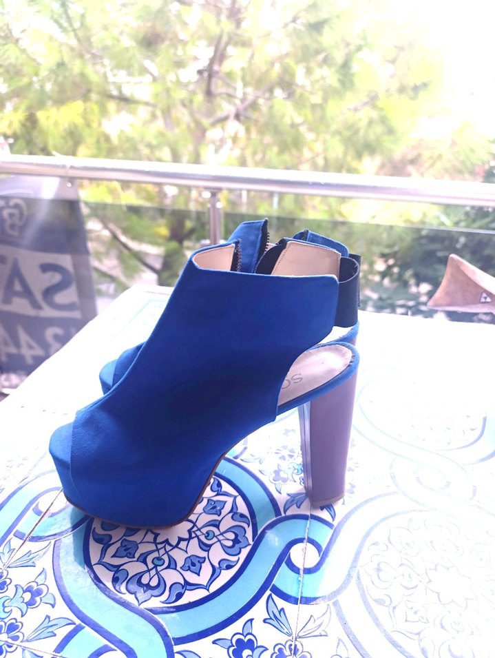 Kadın  Mavi Denim Platform Topuklu Ayakkabı - Görsel 2