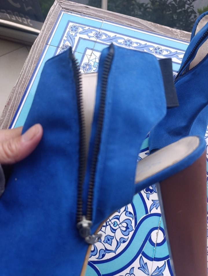 Kadın  Mavi Denim Platform Topuklu Ayakkabı - Görsel 3