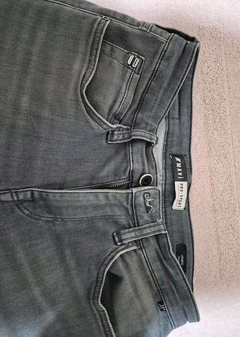 Kadın Gri Normal Boy Kot Pantolon - Görsel 4