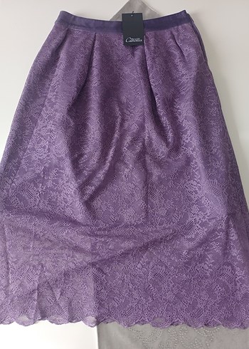 Dantel Detaylı Mor etek gömlek takım - Görsel 2