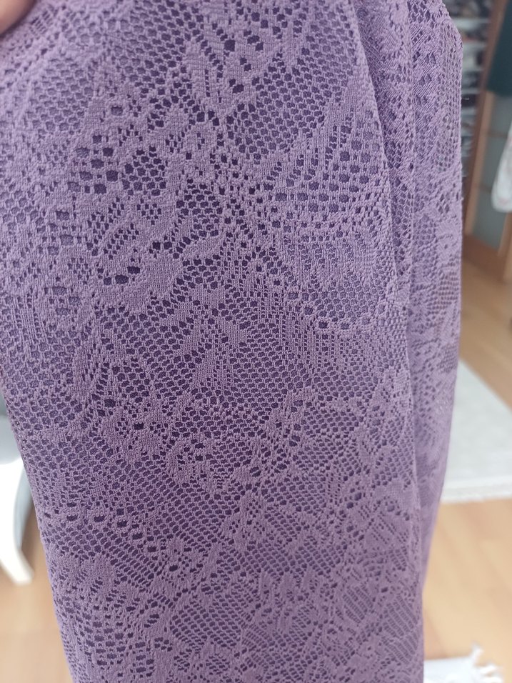 Dantel Detaylı Mor etek gömlek takım - Görsel 5