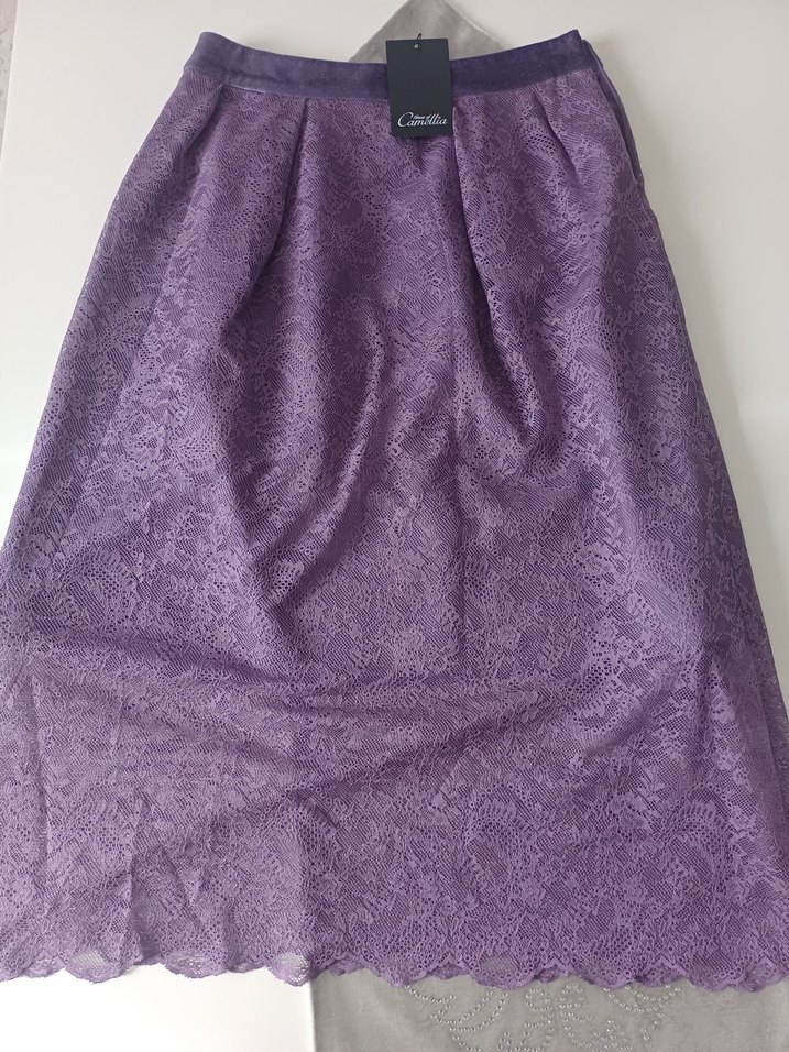 Dantel Detaylı Mor etek gömlek takım - Görsel 2