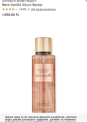Victoria's Secret bare vanilla kadın Parfümü 250ml