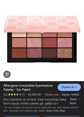 NARS afterglow eyeshadow palette far paleti - Görsel 3