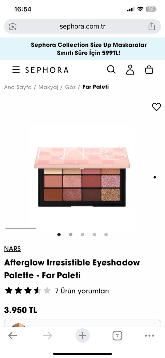 NARS afterglow eyeshadow palette far paleti - Görsel 2