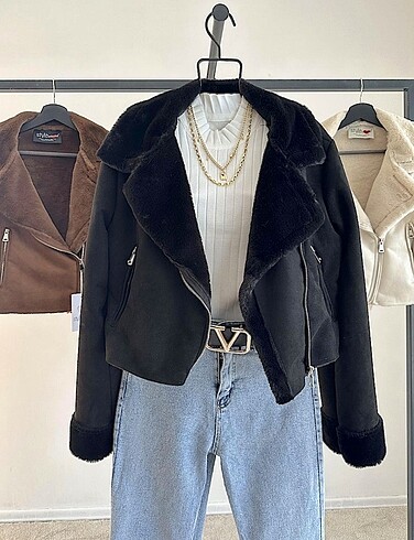 m Beden kahverengi Renk Zara model biker mont