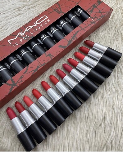 Mac 12 PCS Lipstick Lüks Ruj Seti 12?li