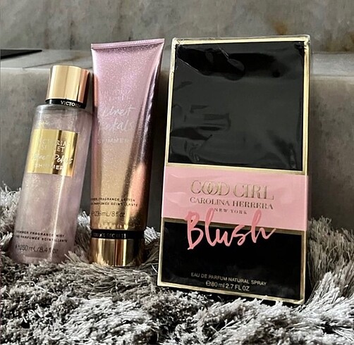Victoria secret sprey, losyon, ve carolina G.girl blush