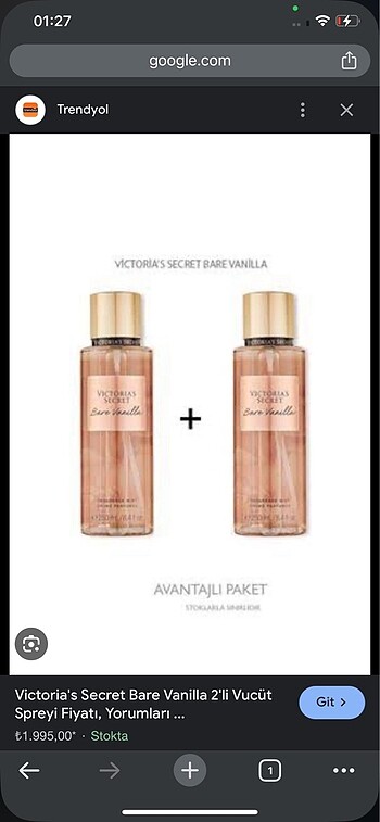 İki adet Orjinal Bare vanilla