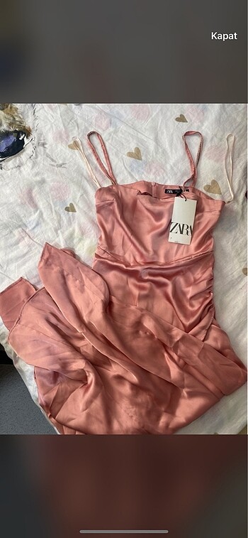 Pembe saten lüks zara abiye