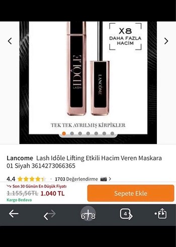 Beden Renk Lancôme Idôle Lash Maskara -