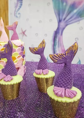 Pastel Mor Deniz Kızı Temalı Parti Süsleri ve Kostüm