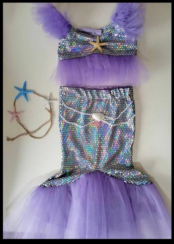 Pastel Mor Deniz Kızı Temalı Parti Süsleri ve Kostüm - Görsel 6