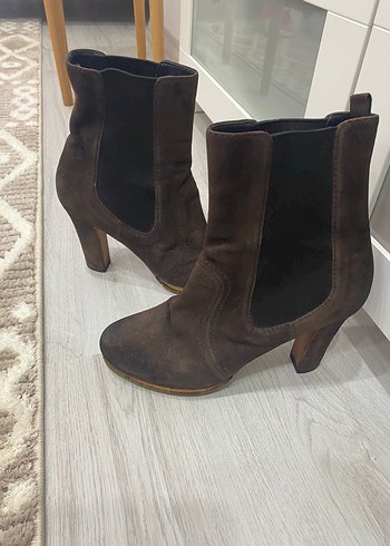 Prada Kahverengi Suet Stiletto Topuklu Kadin Bot