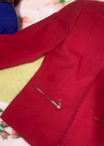 Kırmızı Kısa Mini Kadın Blazer - Görsel 4