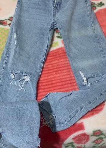 Düğmeli Mavi Mom Slim Denim Pantolon - Görsel 3