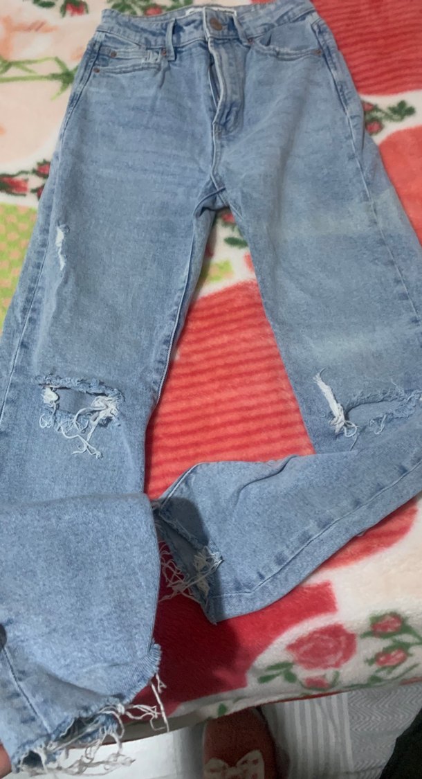 Düğmeli Mavi Mom Slim Denim Pantolon - Görsel 3