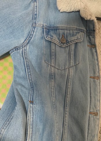 Düğmeli Mavi Kadın Denim Ceket - Görsel 4