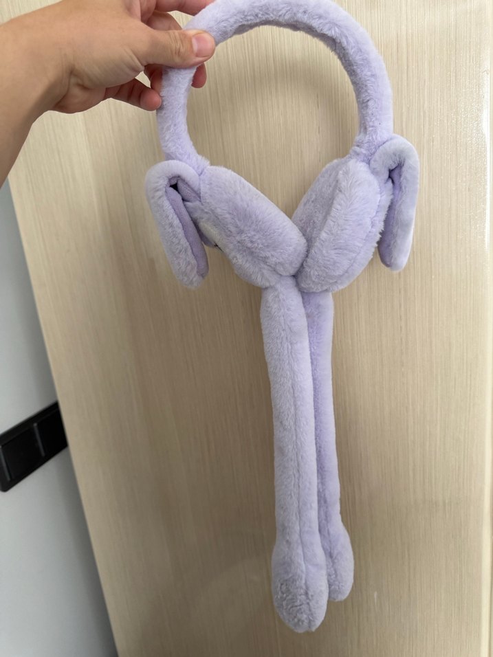 Mor Peluş Tavşan Kulaklık - Görsel 2