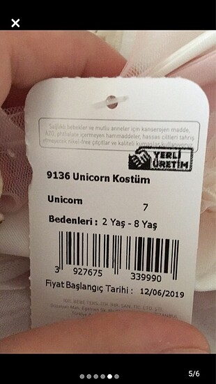 7 Yaş Beden Unicorn kostüm +unicorn taç 7 yaş