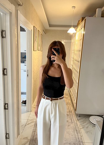 s Beden beyaz Renk Beyaz Midi Kadın Kumaş Pantolon
