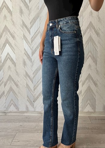 36 Beden Lacivert Midi Boy Regular Fit Kadın Kot Pantolon
