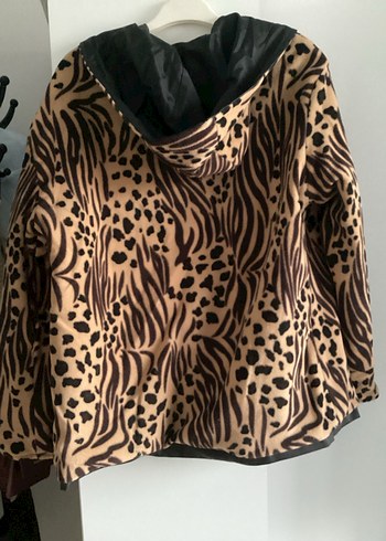 Çift Yönlü Zebra Desenli ve Deri Ceket - Görsel 4