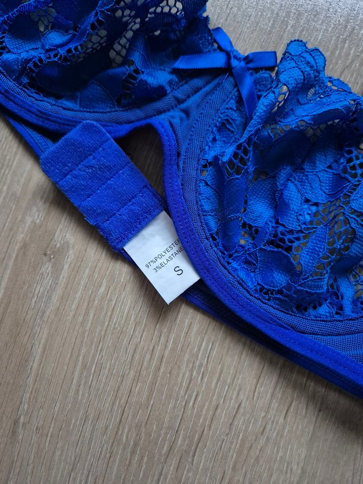 Mavi Dantel Detaylı Parisli, Saks Mavisi Balenli Dantelli Sütyen - Görsel 2