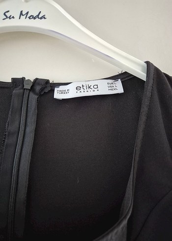 Siyah Mini Yırtmaçlı Elbise Sıfır Ürün "L" beden - Görsel 3