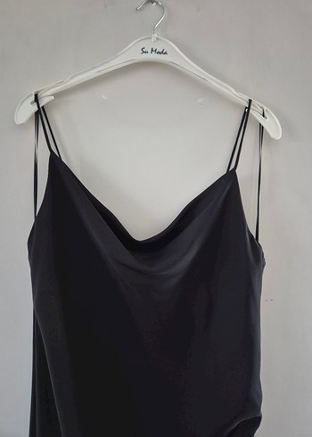 Zara saten elbise siyah renk M beden yırtmaç deyalı sıfır ürün - Görsel 2