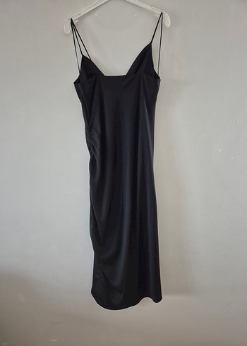 Zara saten elbise siyah renk M beden yırtmaç deyalı sıfır ürün - Görsel 6