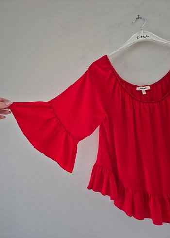 Koton Kırmızı Volanlı şifon üst 2 3 kere kullanıldı kusursuzdur. - Görsel 2