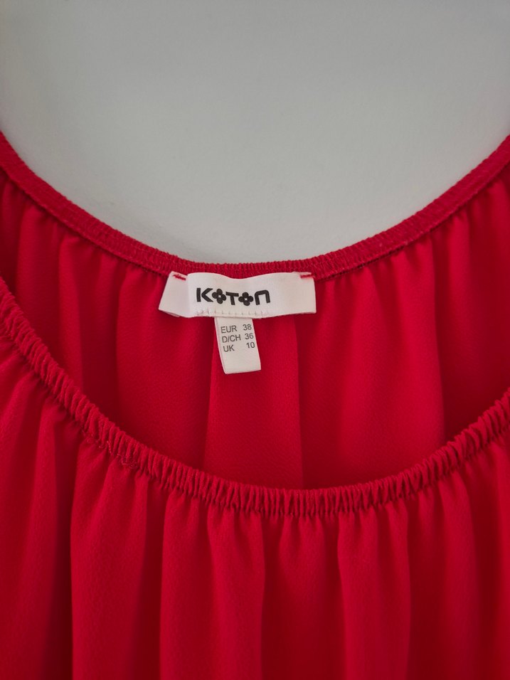 Koton Kırmızı Volanlı şifon üst 2 3 kere kullanıldı kusursuzdur. - Görsel 3