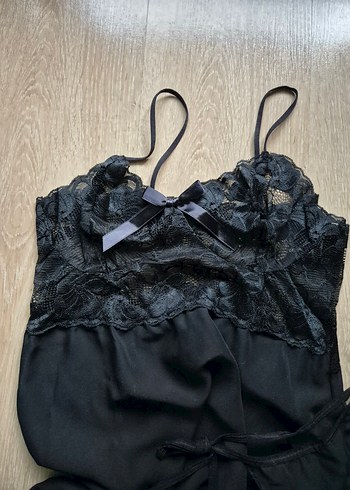 Kombinezon Siyah Tül Gecelik Kısa L-XL beden Sistina Marka - Görsel 2