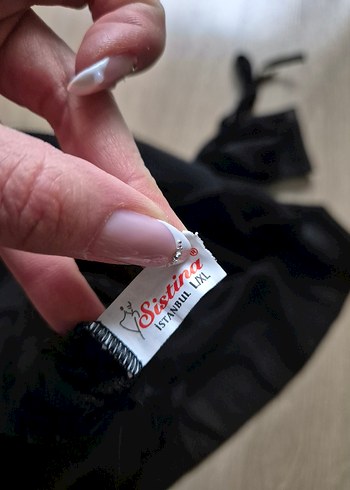 Kombinezon Siyah Tül Gecelik Kısa L-XL beden Sistina Marka - Görsel 3