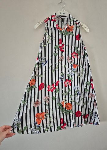 Çiçek Desenli Uzun Salaş Elbise - Görsel 4