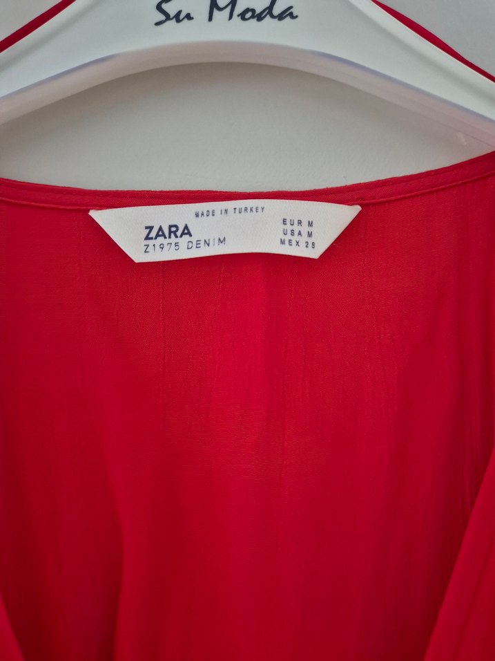 Zara Kırmızı Midi Boy A Kesim - Görsel 3