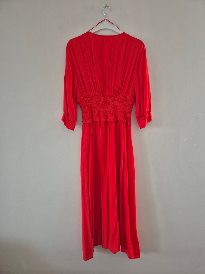 Zara Kırmızı Midi Boy A Kesim - Görsel 4