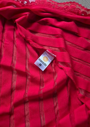 Kombinezon Kırmızı Tül Gecelik Kısa Sıfır Ürün - Görsel 2