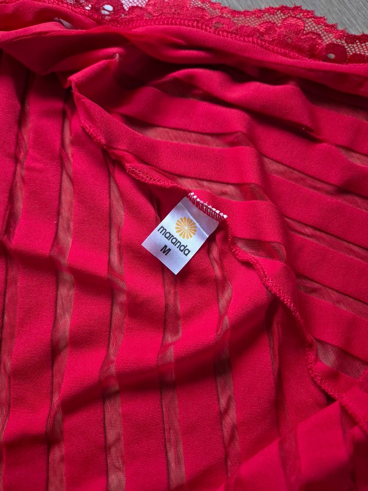 Kombinezon Kırmızı Tül Gecelik Kısa Sıfır Ürün - Görsel 2