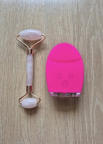 Pembe Kuvars Doğal Taş Roller ve Yüz Temizleme Masaj Cihazı - Görsel 2