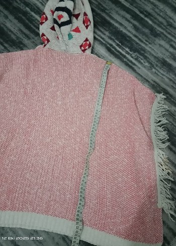 Nakışlı Kapüşonlu Kız Çocuk Panço - Görsel 6